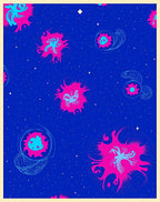 Vibrant Blue Space Jellyfish Bloom Rug