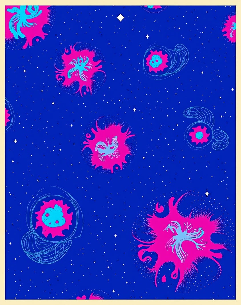 Vibrant Blue Space Jellyfish Bloom Rug