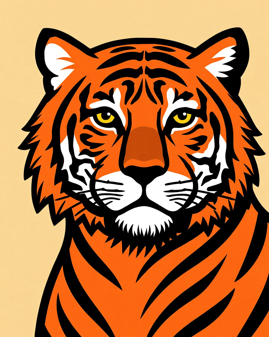 Bold Orange Tiger Face Rug