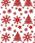 Red Snowflake and Christmas Tree Pattern Rug
