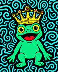 Regal Frog Amidst Swirling Sea Rug