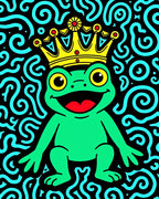 Regal Frog Amidst Swirling Sea Rug