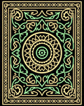 Vintage Yellow Green Interlocking Medallion Rug