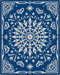 Deep Blue and White Floral Medallion Rug