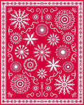 Crimson White Snowflake Medallion Collage Rug