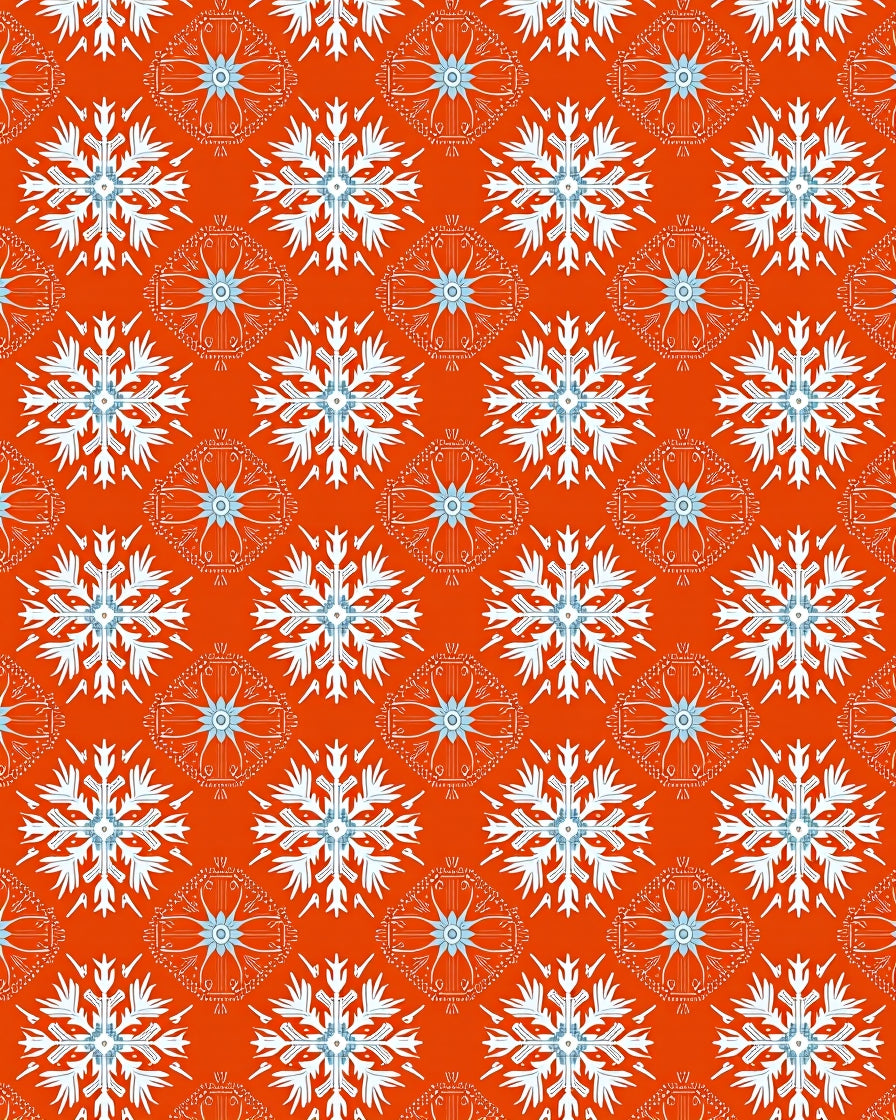 Orange Ice Snowflake Medallion Rug