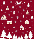 Red White Christmas Village Snowflakes Sleigh Rug