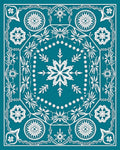 Teal White Symmetrical Mandala Floral Rug