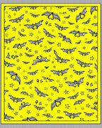 Whimsical Yellow Flying Bats Stars Rug