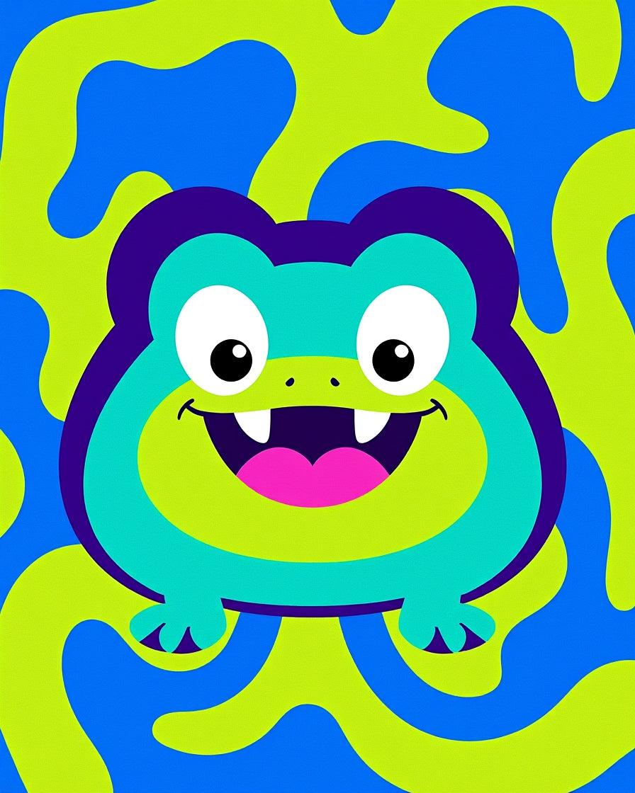Bright Blue Green Blob Frog Rug