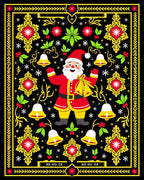 Red Yellow Black Santa Claus Bells Rug