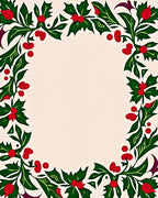 Green Holly Berry Garland Border Rug