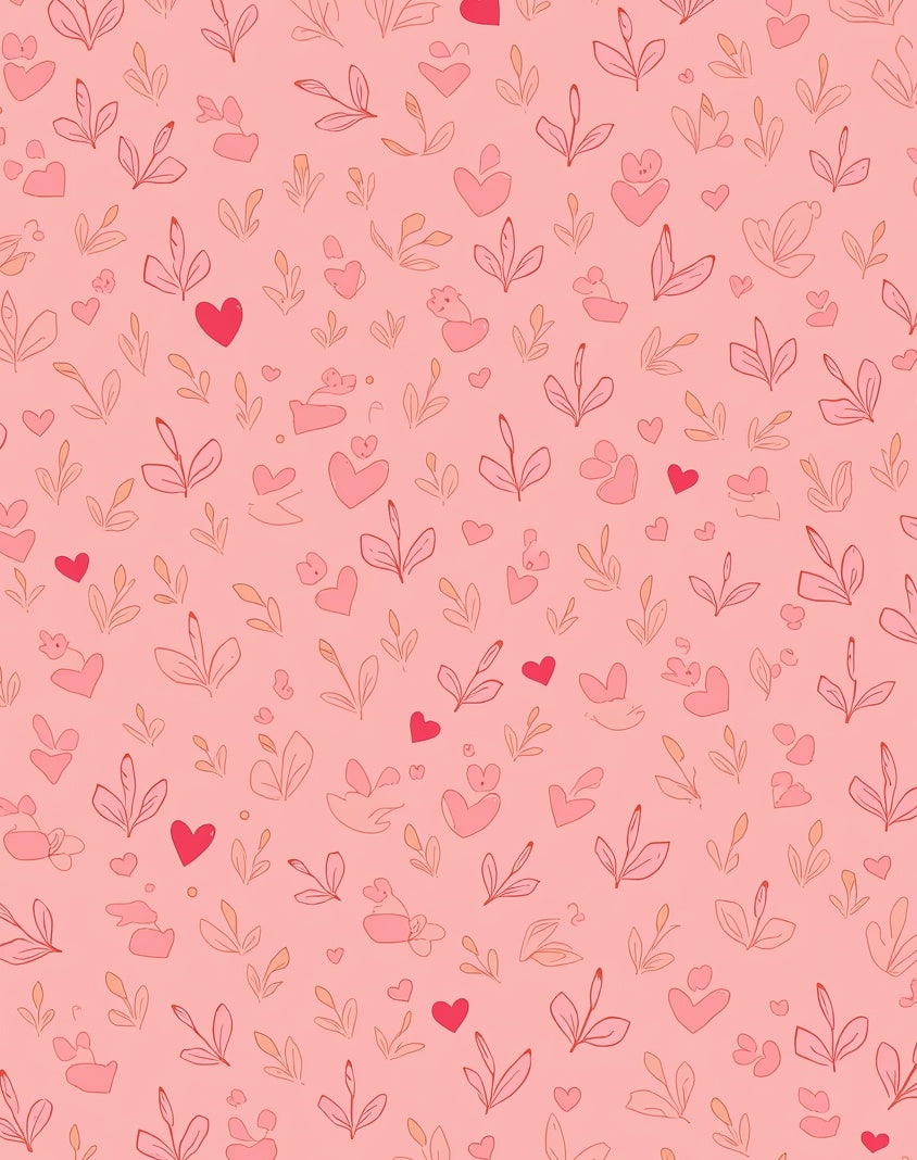 Pink Hearts and Leaves Garden Rug