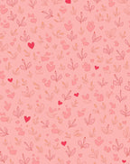 Pink Hearts and Leaves Garden Rug