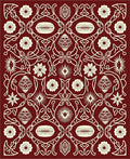 Crimson Floral Medallion Vine Rug