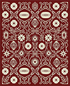 Crimson Floral Medallion Vine Rug