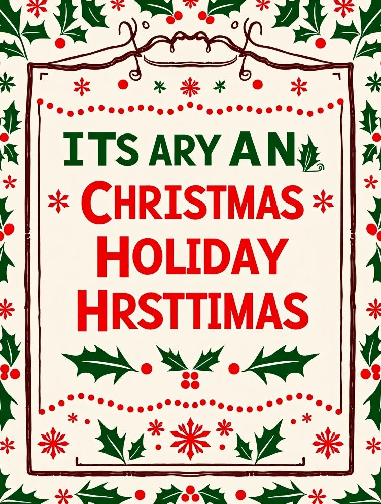 Vintage Holly Berry Christmas Rug