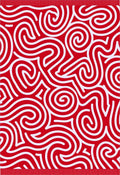 Crimson White Swirl Maze Rug