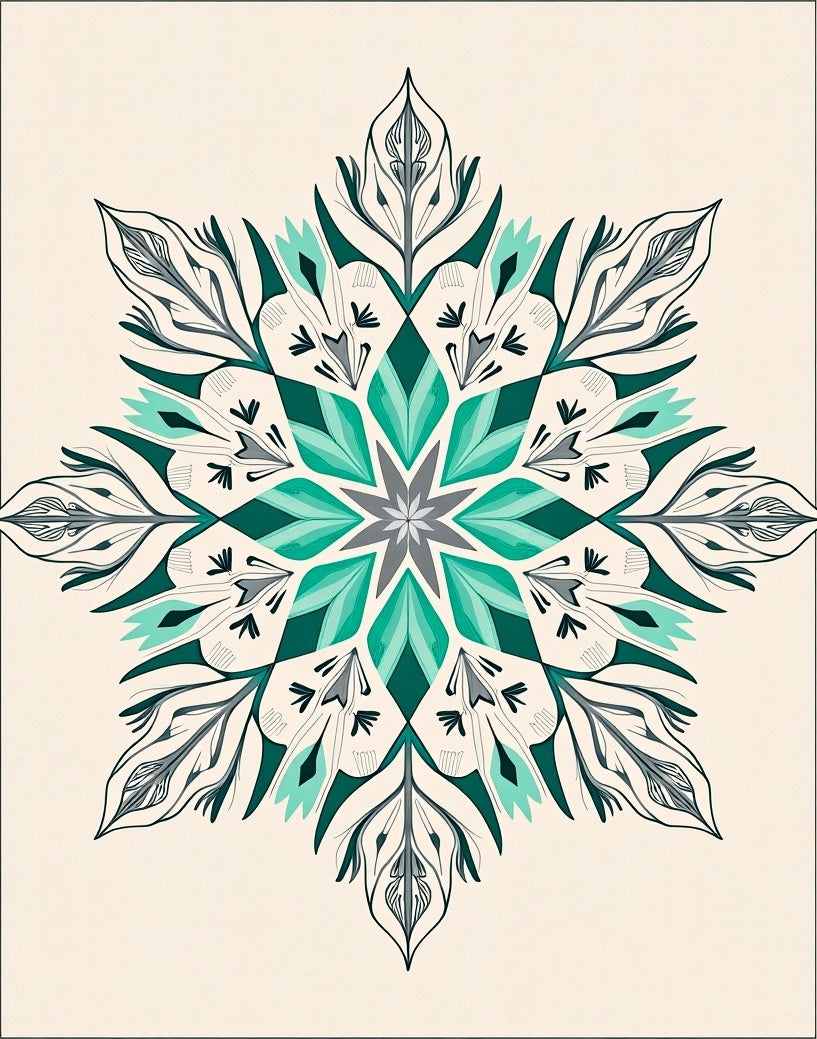 Emerald Teal Floral Medallion Graphic Rug
