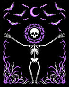 Purple Bat Moon Skeleton Floral Rug