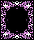 Pink White Floral Scrollwork Border Rug