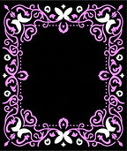 Pink White Floral Scrollwork Border Rug