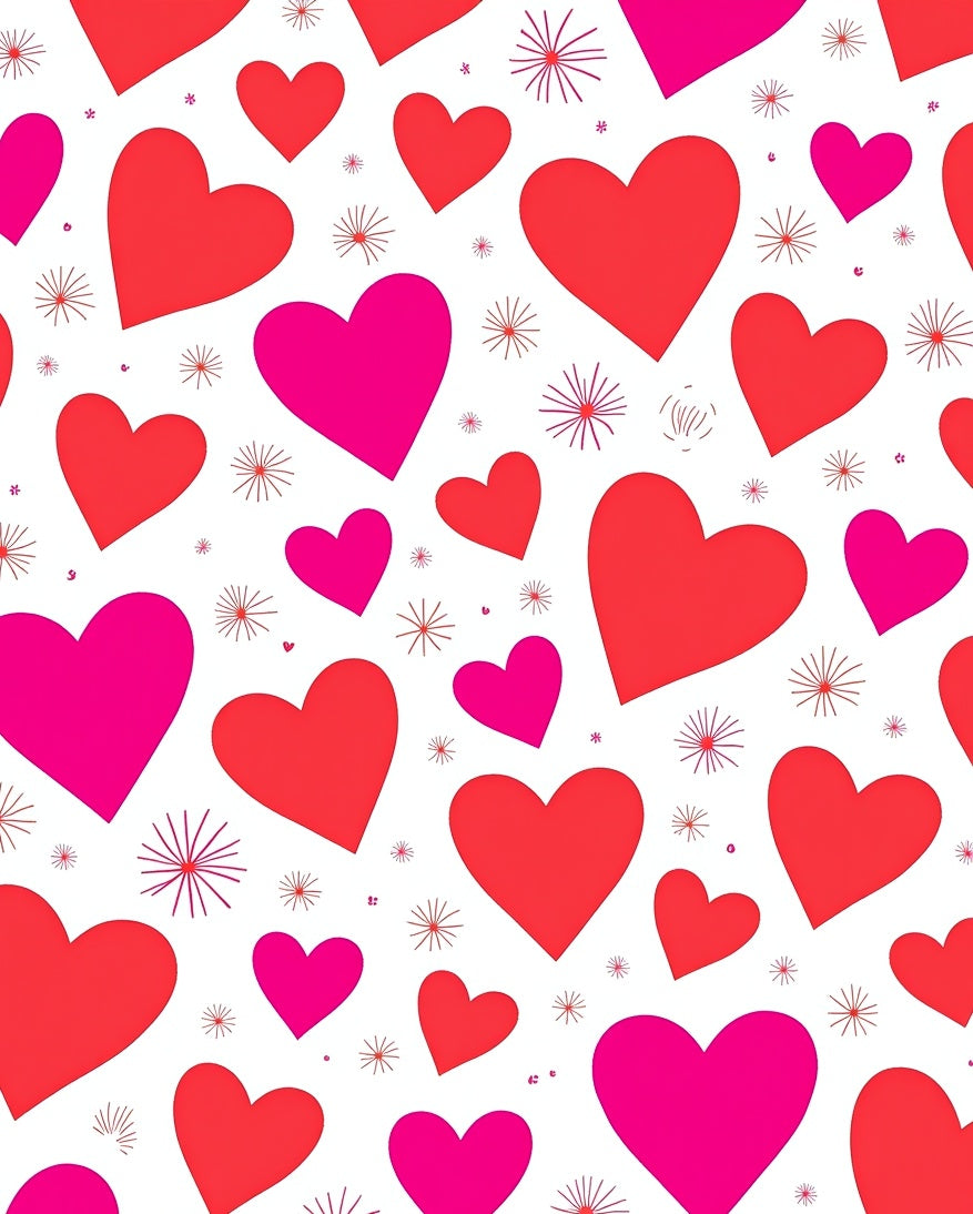 Pink Red Hearts Scattered Whimsical Arrangement Rug