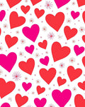 Pink Red Hearts Scattered Whimsical Arrangement Rug