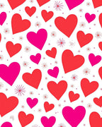 Pink Red Hearts Scattered Whimsical Arrangement Rug