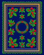 Deep Blue Berry Garland Floral Rug