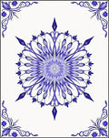 Azure Blue Floral Medallion Art Rug