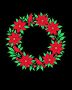 Red Cardinal Poinsettia Wreath Rug