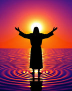 Radiant Sunset Figure Water Ripples Rug