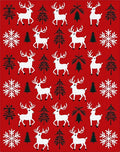 Red White Christmas Reindeer Snowflake Trees Rug