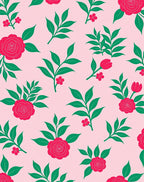 Pink Floral Garden Rose Motif Rug