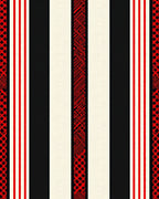 Red Black Cream Striped Lattice Rug