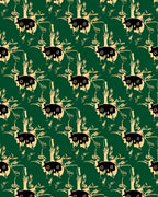 Dark Emerald And Ochre Abstract Foliage Rug