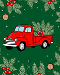 Vintage Red Truck Evergreen Scene Rug