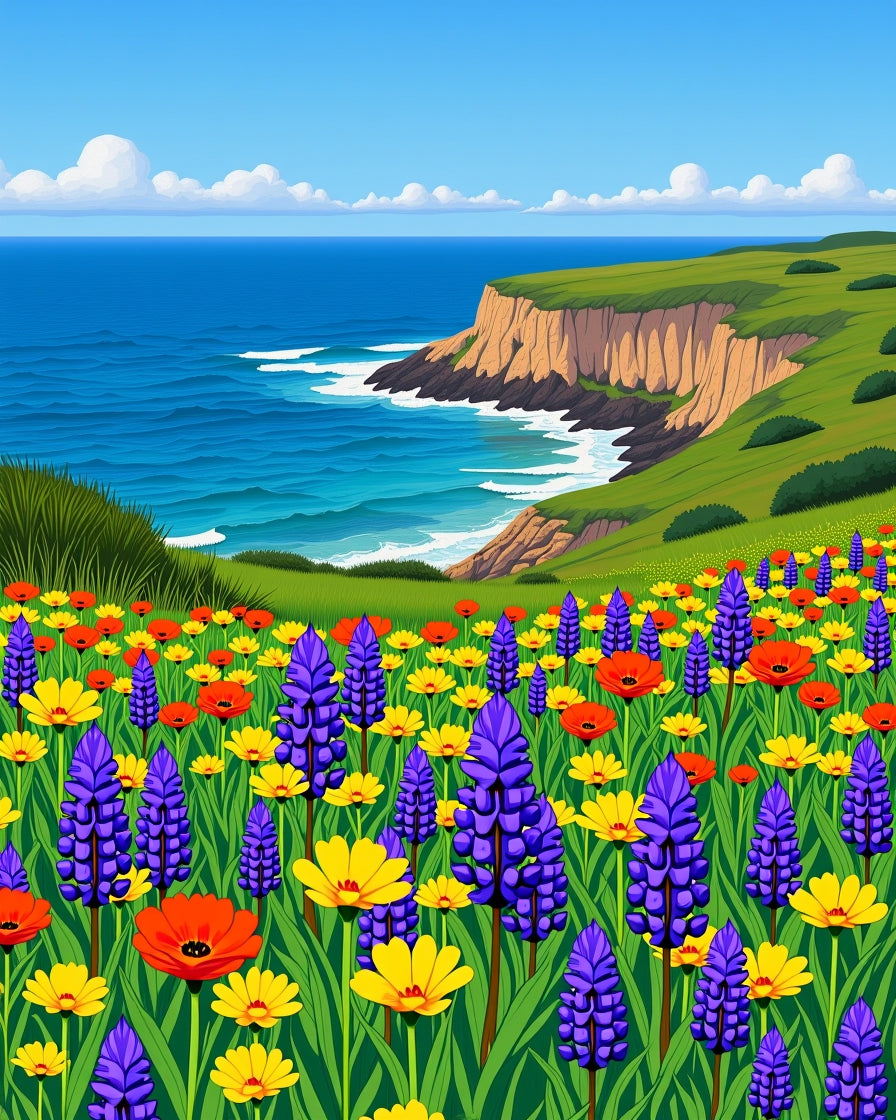 Coastal Cliffside Wildflower Meadow Rug