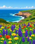 Coastal Cliffside Wildflower Meadow Rug