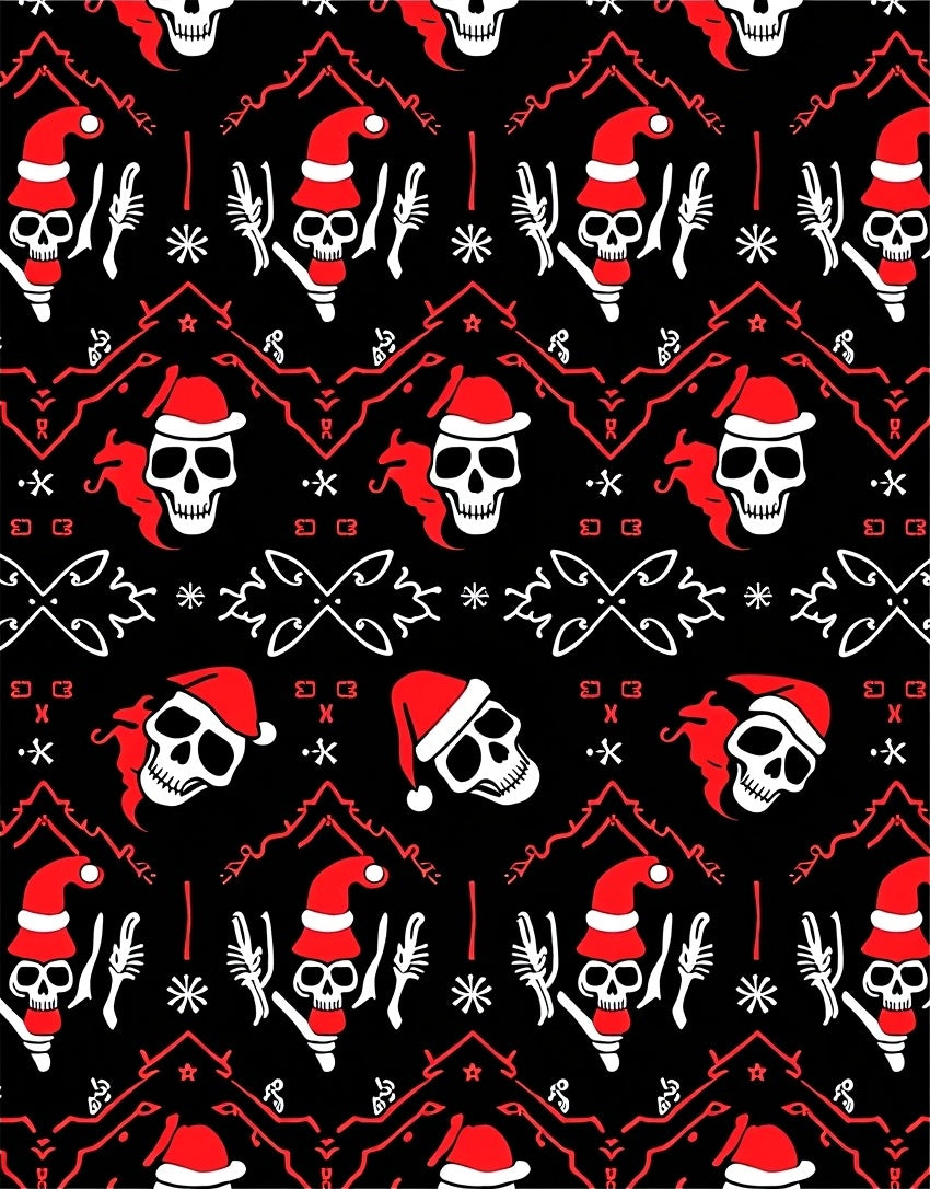 Red Black Skull Santa Christmas Rug