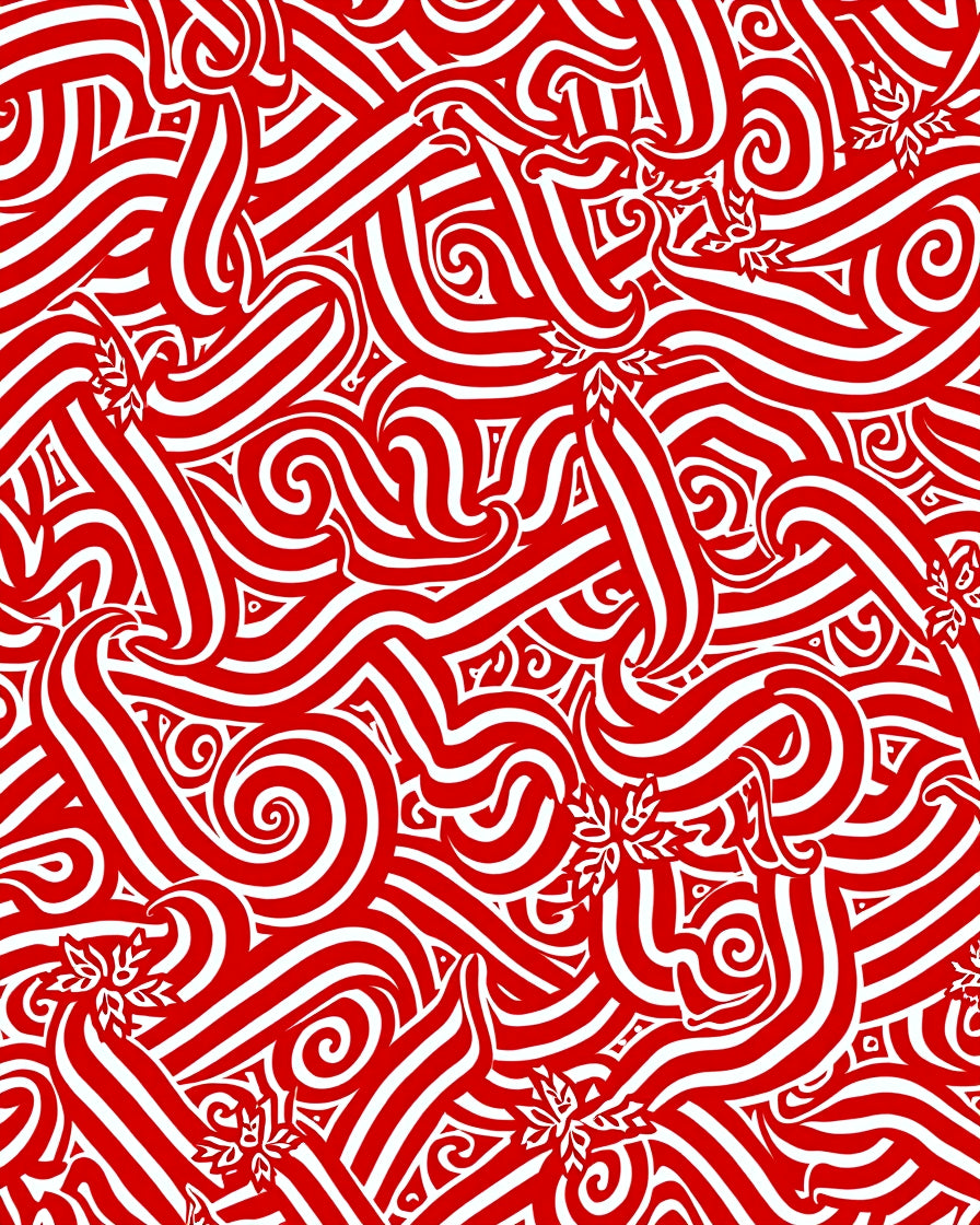 Red Swirl Foliage Abstract Rug