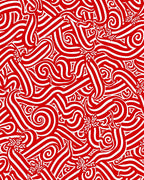 Red Swirl Foliage Abstract Rug