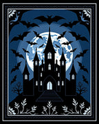 Midnight Haunted Castle Bat Moon Rug