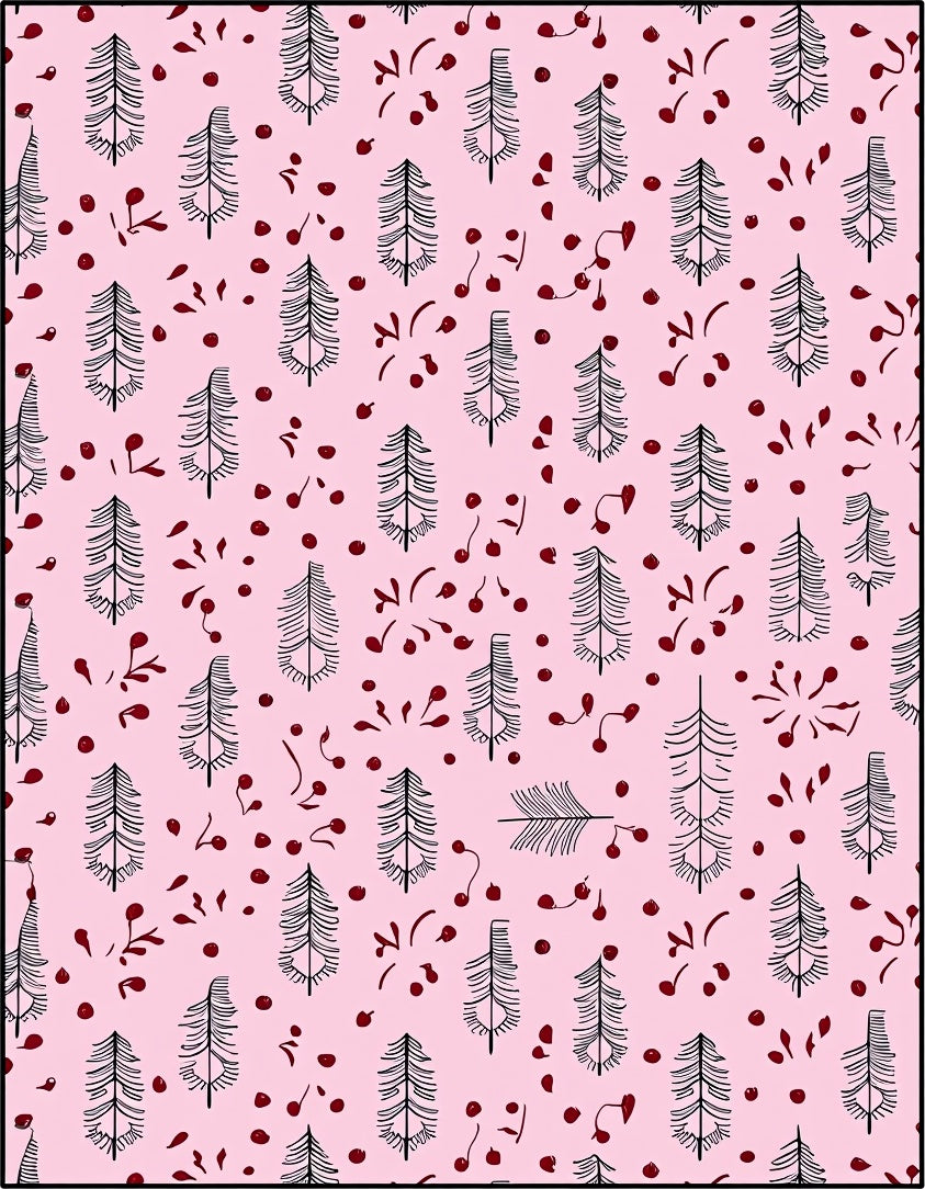 Pink Feather and Berry Scatter Rug