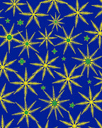 Yellow Starbursts on Royal Blue Background Rug