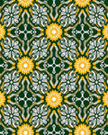 Emerald Green Yellow Floral Medallion Rug
