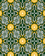 Emerald Green Yellow Floral Medallion Rug
