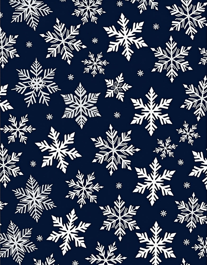 Winter White Snowflake Navy Background Rug