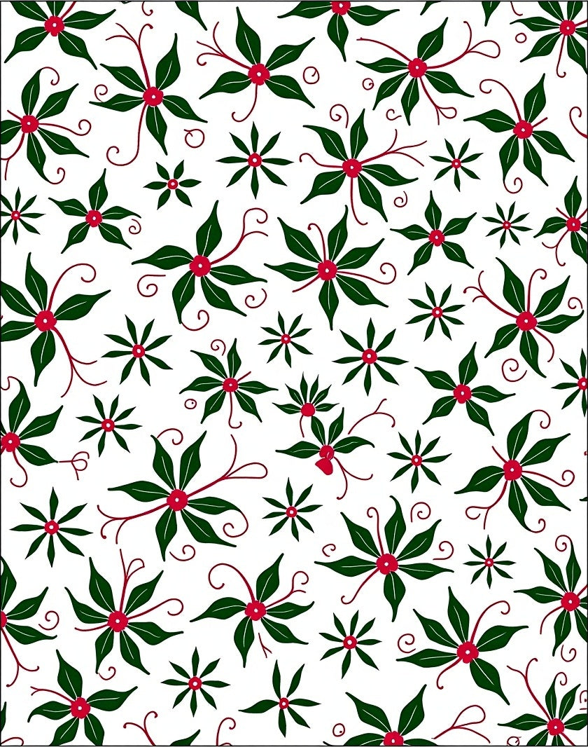 Festive Green Cranberry Floral Swirls Rug